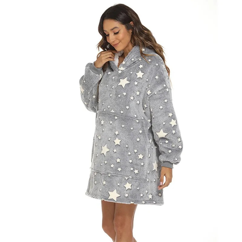 Fluffy Hoodie Deken - Shining Stars